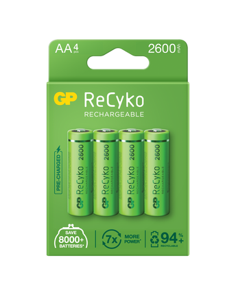 Акумулаторни батерии GP ReCyko AA 2600mAh (R6), рециклируеми опаковки 4 бр.