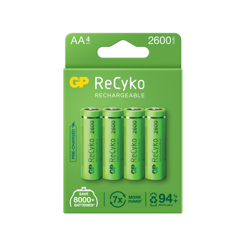 Акумулаторни батерии GP ReCyko AA 2600mAh (R6), рециклируеми опаковки 4 бр.
