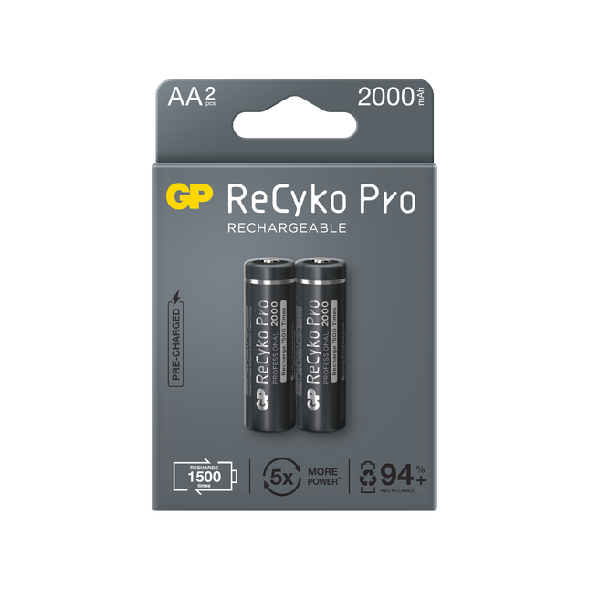 Акумулаторни батерии GP ReCyko Pro AA 2000mAh (R6), рециклируеми опаковки 2бр.