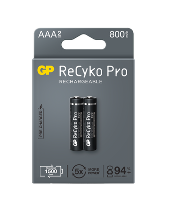 Акумулаторни батерии GP ReCyko Pro AAA 800mAh (R03), рециклируеми опаковки 2бр.