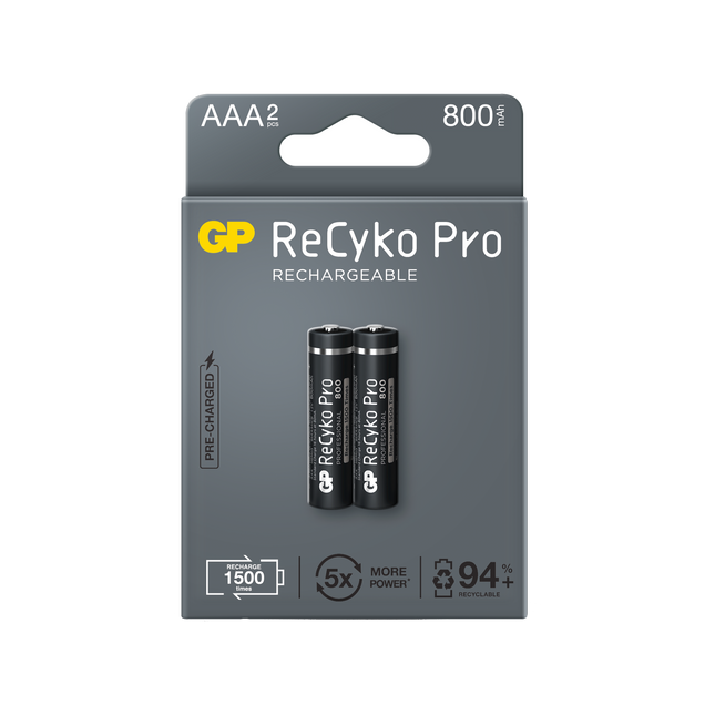Акумулаторни батерии GP ReCyko Pro AAA 800mAh (R03), рециклируеми опаковки 2бр.