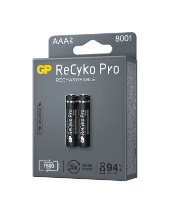 Акумулаторни батерии GP ReCyko Pro AAA 800mAh (R03), рециклируеми опаковки 2бр.