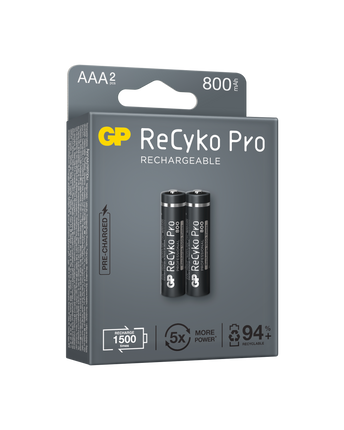 Акумулаторни батерии GP ReCyko Pro AAA 800mAh (R03), рециклируеми опаковки 2бр.
