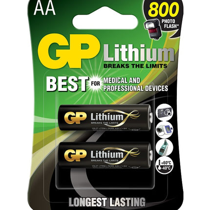 Литиеви батерии GP Lithium AA, FR6, 1.5V, блистер 2 бр.