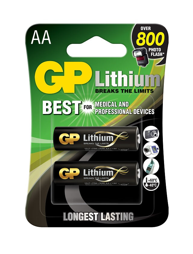Литиеви батерии GP Lithium AA, FR6, 1.5V, блистер 2 бр.