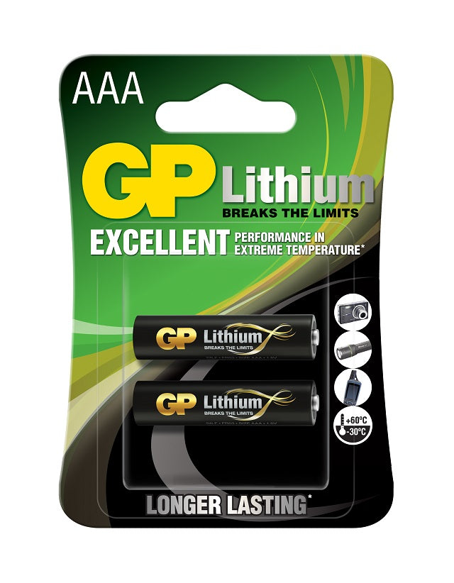 Литиеви батерии GP Lithium AAA, FR03, 1.5V, блистер 2 бр.