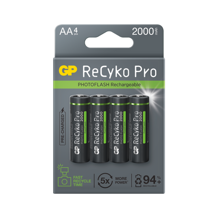 Акумулаторни батерии GP ReCyko Pro Photoflash AA 2000mAh (R6), рециклируема опаковка 4 бр.