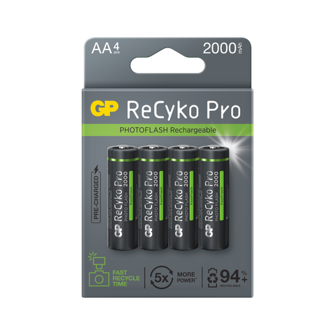 Акумулаторни батерии GP ReCyko Pro Photoflash AA 2000mAh (R6), рециклируема опаковка 4 бр.