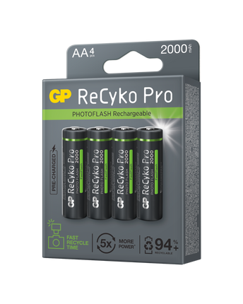 Акумулаторни батерии GP ReCyko Pro Photoflash AA 2000mAh (R6), рециклируема опаковка 4 бр.