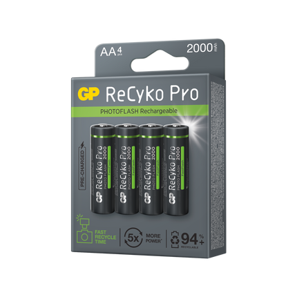 Акумулаторни батерии GP ReCyko Pro Photoflash AA 2000mAh (R6), рециклируема опаковка 4 бр.