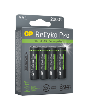 Акумулаторни батерии GP ReCyko Pro Photoflash AA 2000mAh (R6), рециклируема опаковка 4 бр.