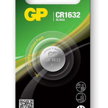 Литиеви батерии GP Lithium CELL CR1632, 3V, блистер 1 бр.