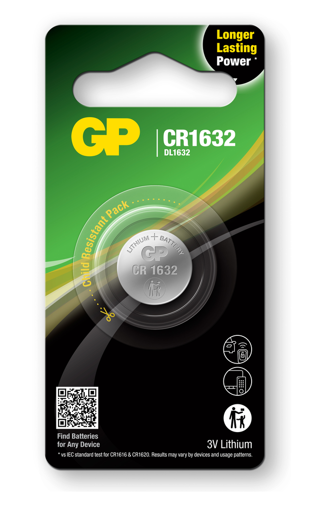 Литиеви батерии GP Lithium CELL CR1632, 3V, блистер 1 бр.