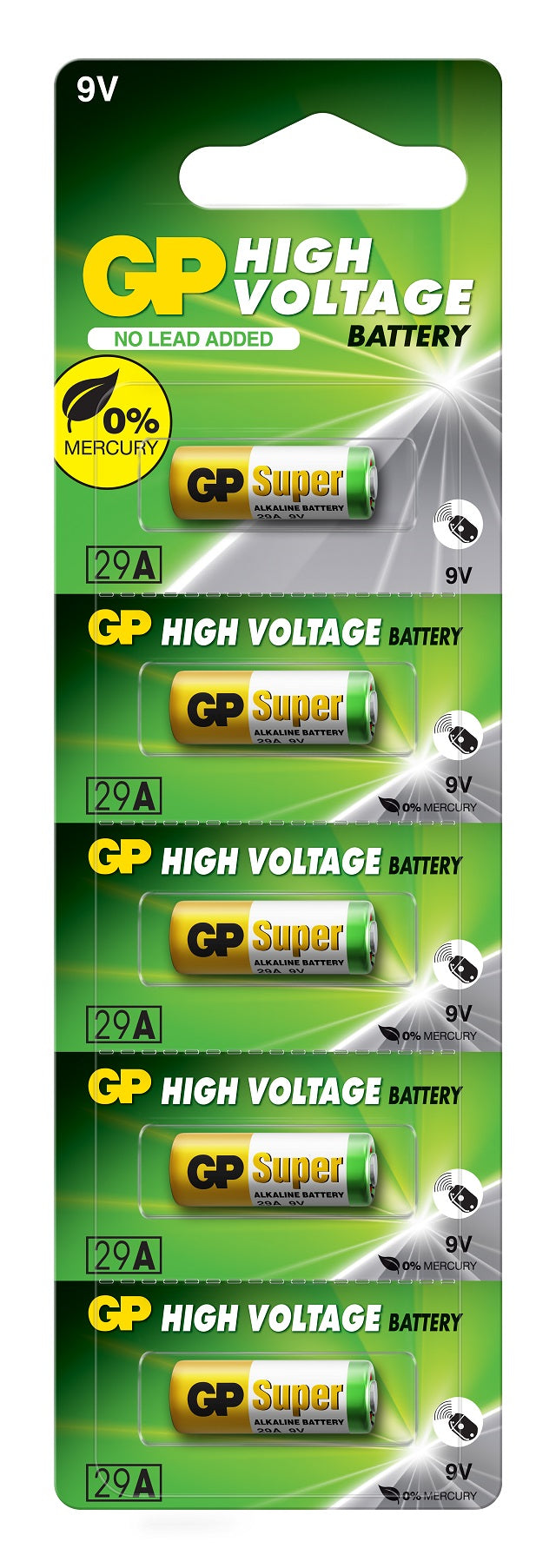 Алкални батерии GP High Voltage 29A, 9V, блистер 5 бр.