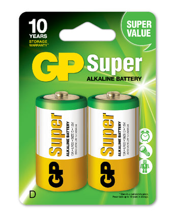 Батерии GP Super Alkaline D (LR20), 1.5V, блистер 2бр.