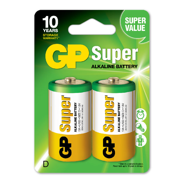 Батерии GP Super Alkaline D (LR20), 1.5V, блистер 2бр.