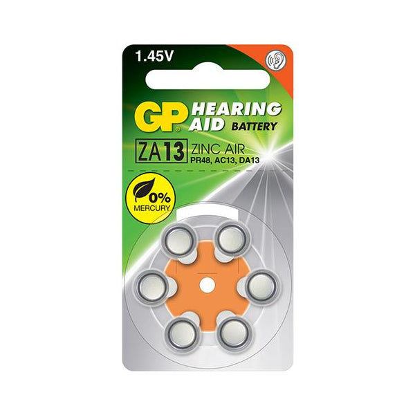 Батерии GP Hearing Aid Zinc Air Button Cell ZA13, 1.45V, блистер 6 бр.