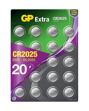Батерии GP Extra Lithium CR2025 (DL2025), 3.0V, 20 бр.
