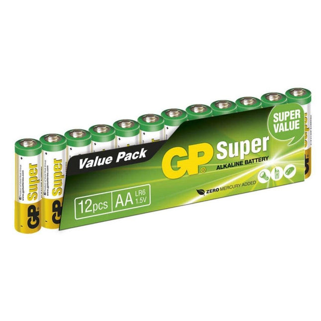 GP Super Alkaline AA батерии (LR6), фолио 12бр