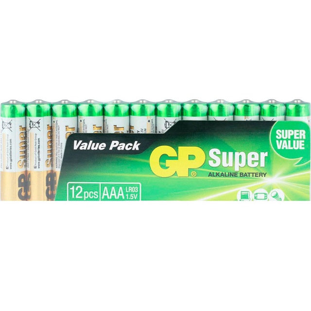 GP Super Alkaline AAA батерии (LR03), фолио 12бр